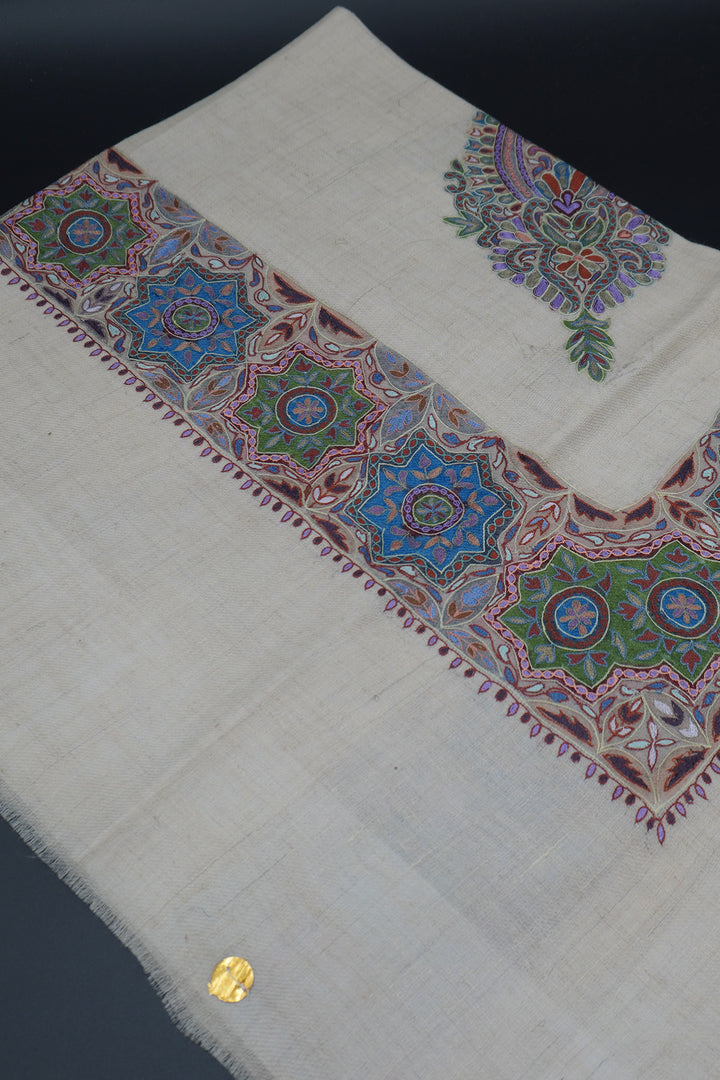 KALAMKARI HAND EMBROIDERED PASHMINA SHAWL