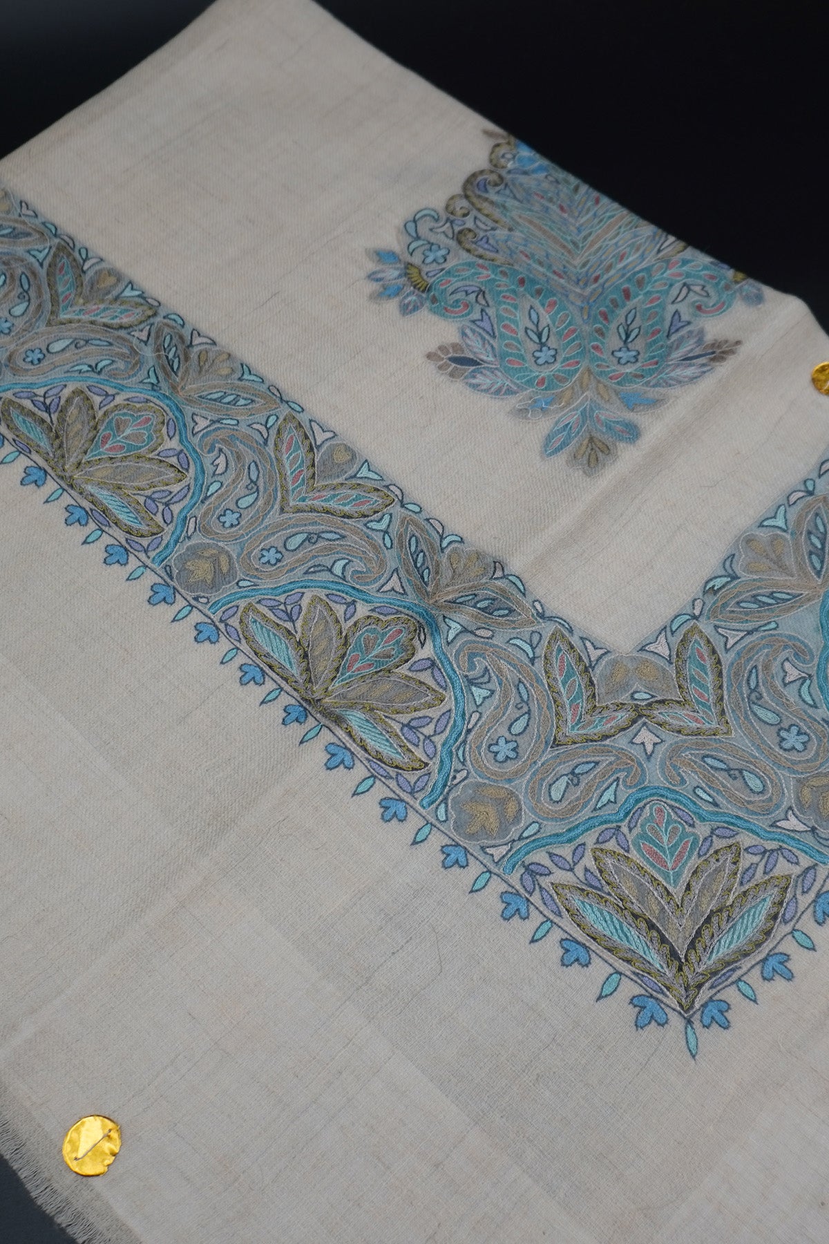 KALAMKARI HAND EMBROIDERED PASHMINA SHAWL