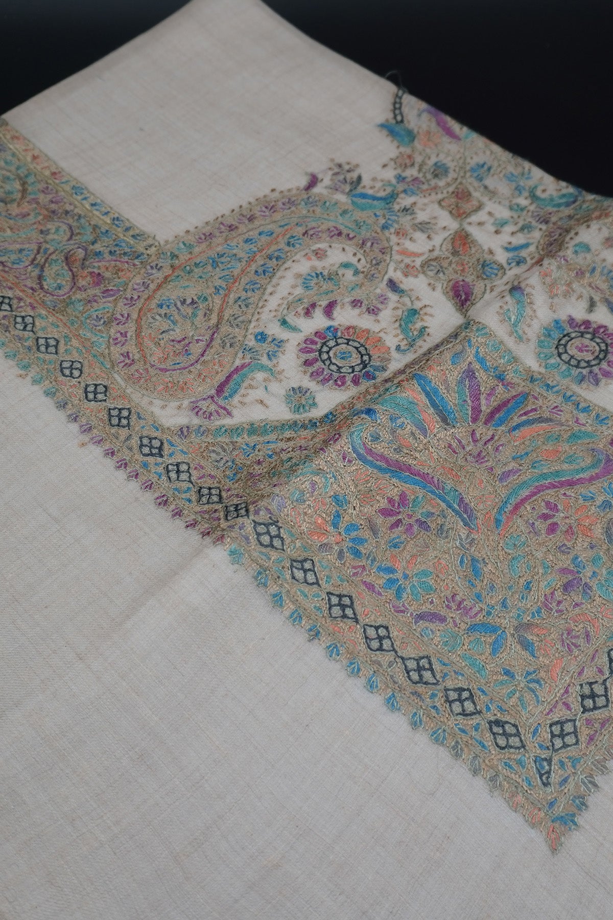 KALAMKARI HAND EMBROIDERED PASHMINA SHAWL