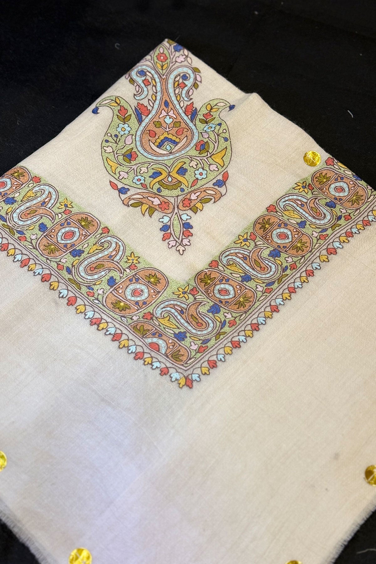 KALAMKARI HAND EMBROIDERED PASHMINA SHAWL
