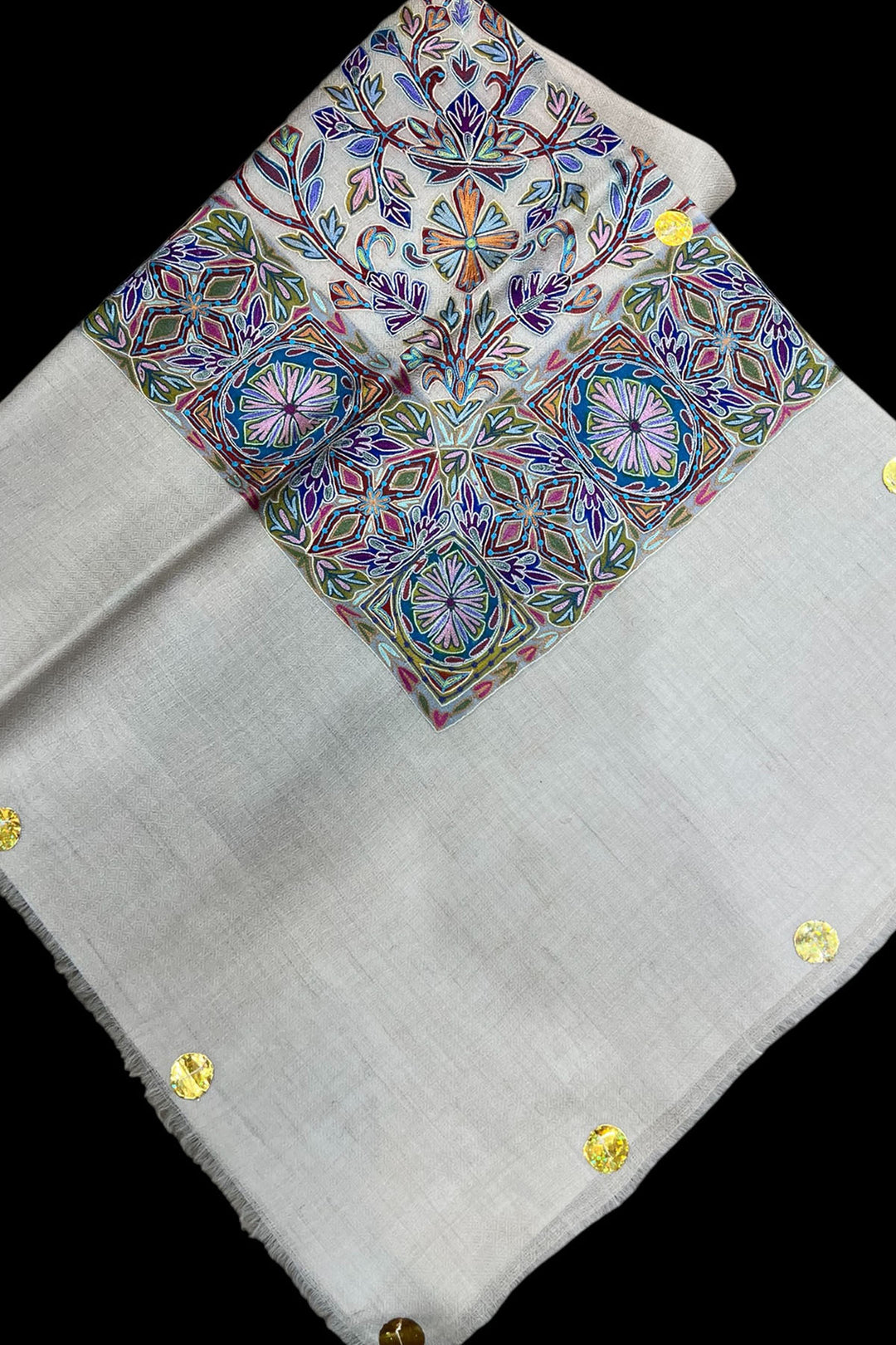 KALAMKARI HAND EMBROIDERED PASHMINA SHAWL