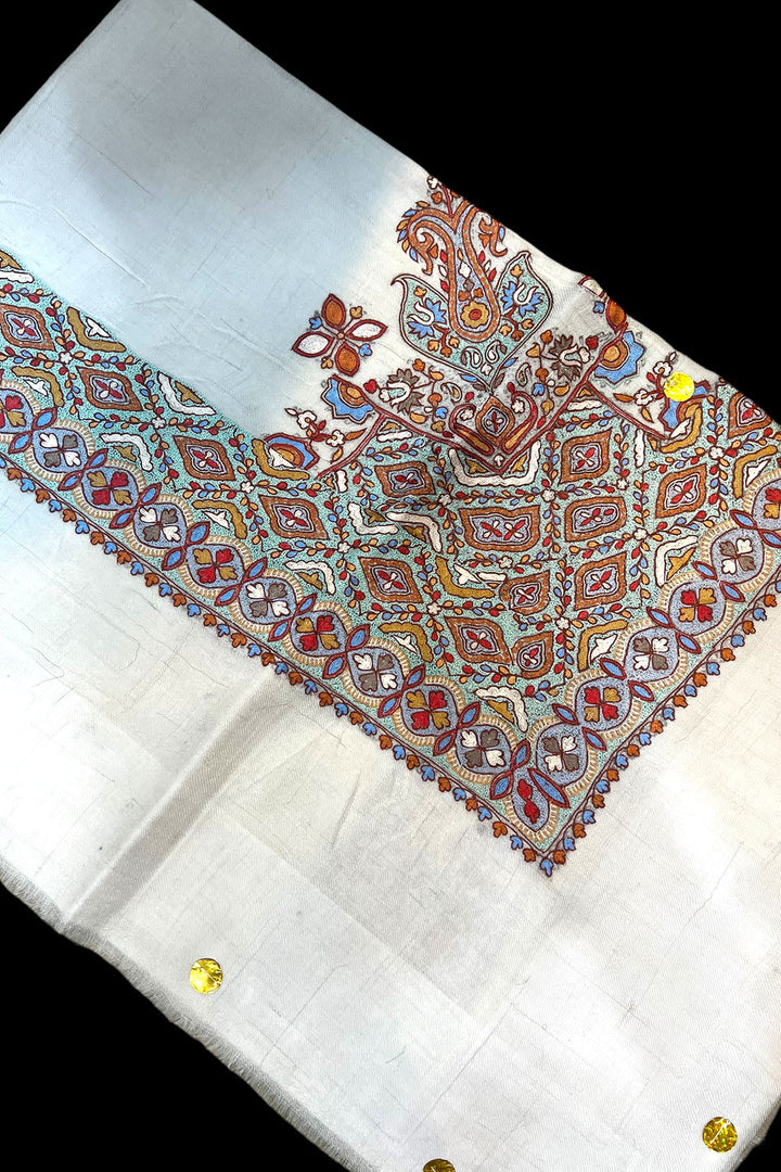 KALAMKARI HAND EMBROIDERED PASHMINA SHAWL