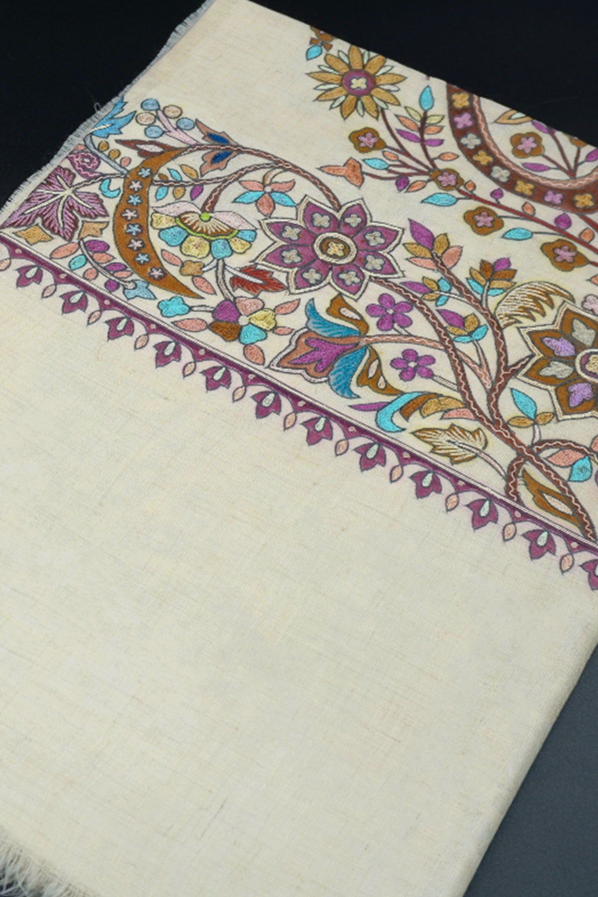 KALAMKARI HAND EMBROIDERED PASHMINA SHAWL