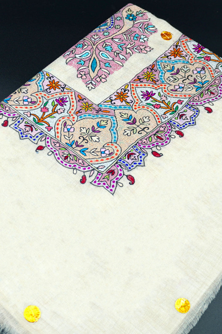 KALAMKARI HAND EMBROIDERED PASHMINA SHAWL