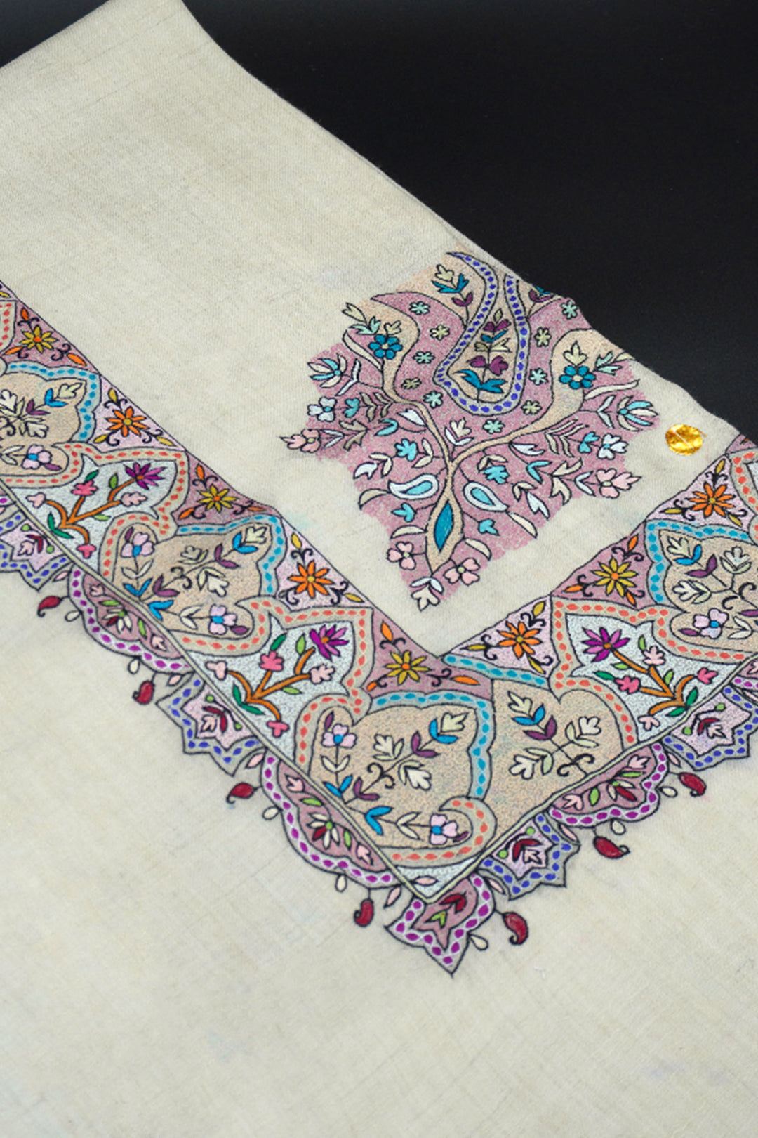 KALAMKARI HAND EMBROIDERED PASHMINA SHAWL