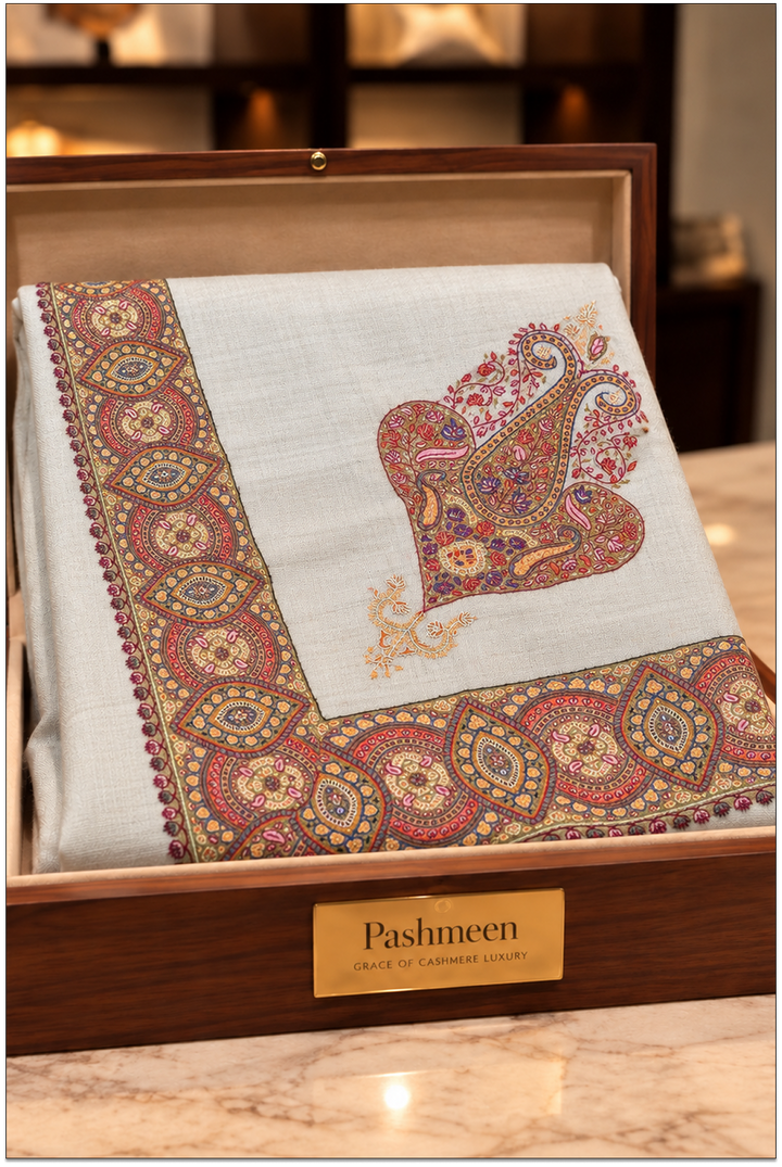 Leandro– VIP Hand-Embroidered Pashmina Shawl