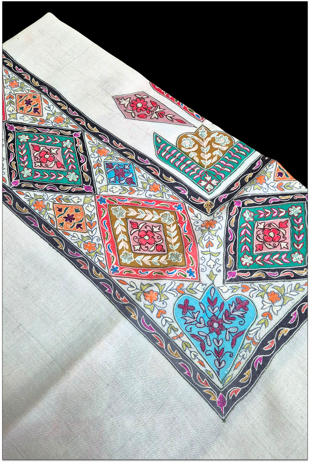 Diwan Al-Turath — Premium Hand-Embroidered Kalamkari Pashmina Shawl