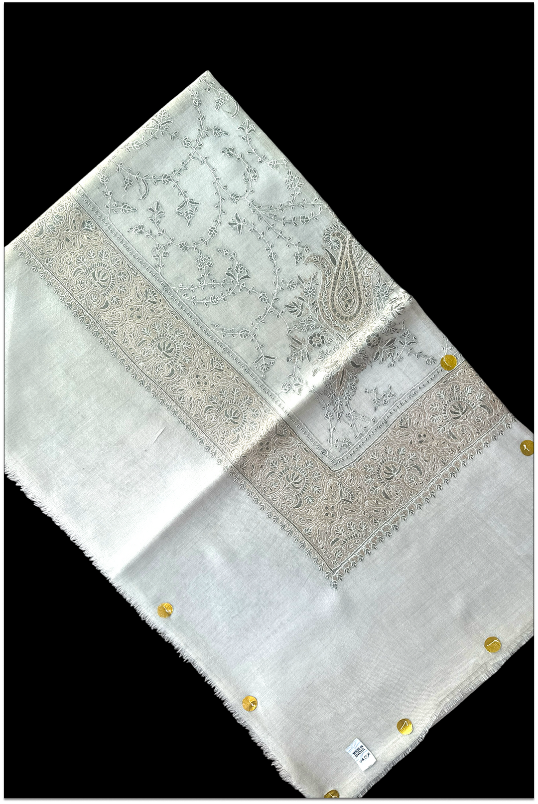 Auréliane — Classic Hand-Embroidered Pashmina Shawl