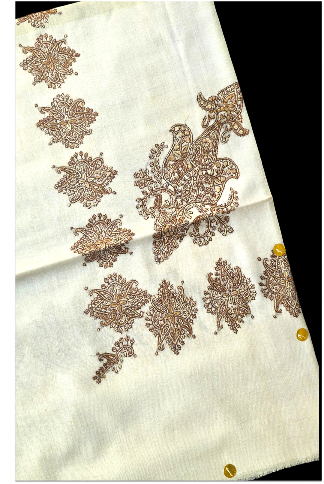 Hamdan — Antique Gold Paisley Pashmina Shawl
