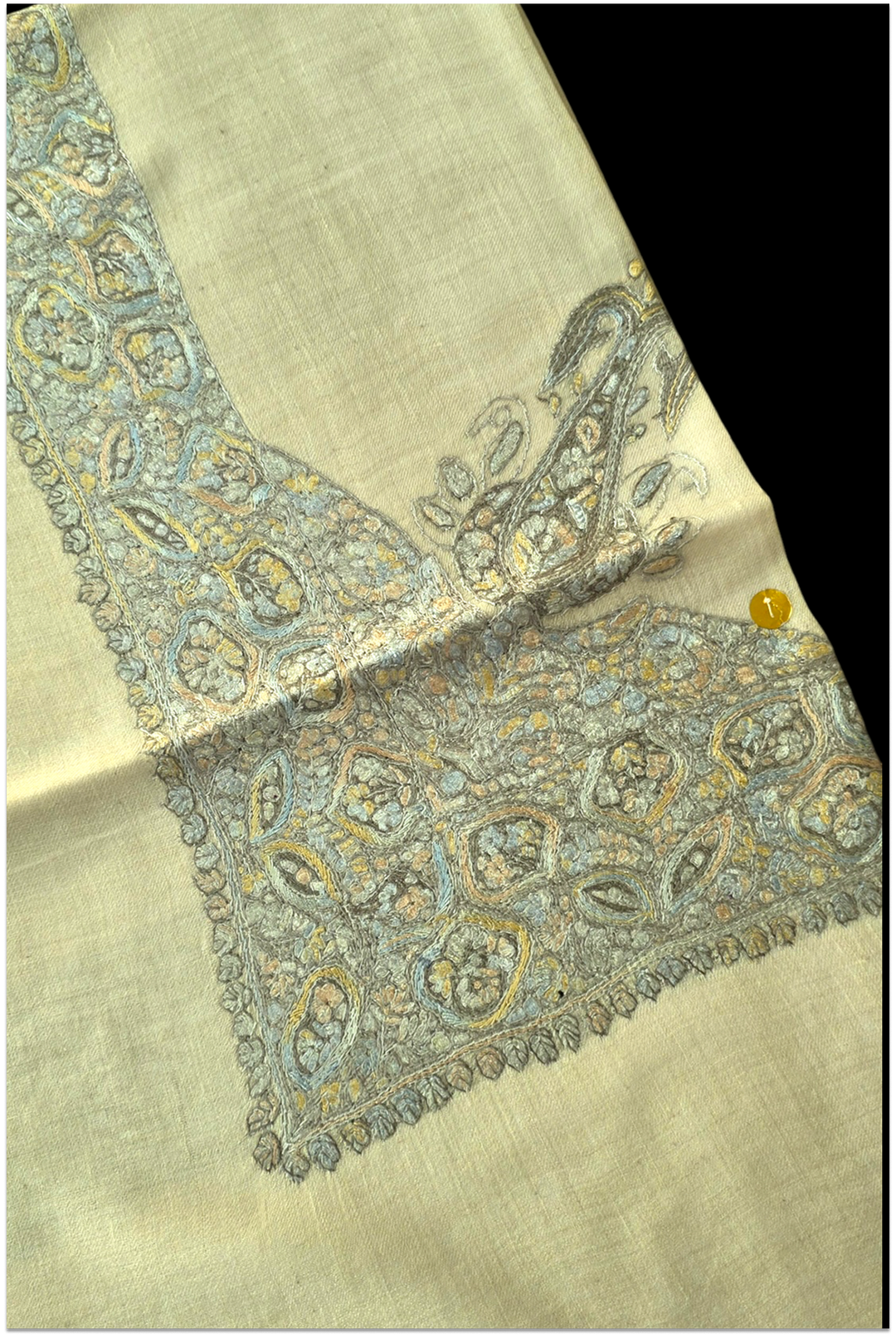 Monaco — Ivory & Gold Paisley Pashmina Shawl