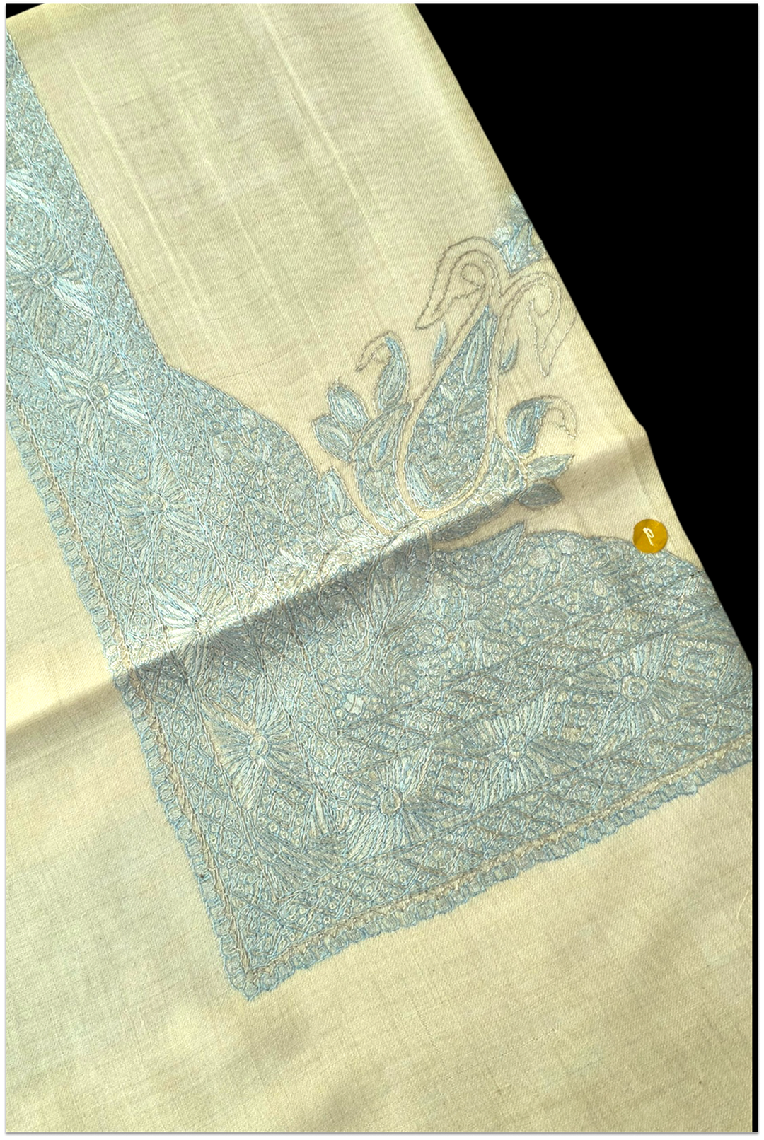 Santorini – Ivory & Powder Blue Pashmina Shawl